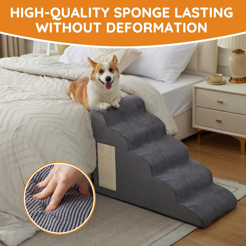 Dog Stairs for Small Dogs, 4-Step Dog Ramp for Bed 19.7" H, Dogs Steps for Bed, Couch