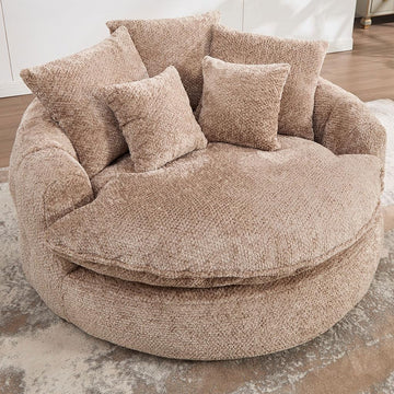 Oversized Boneless Chaise Lounge Chair, Boucle Cuddle Chair with 5 Pillows