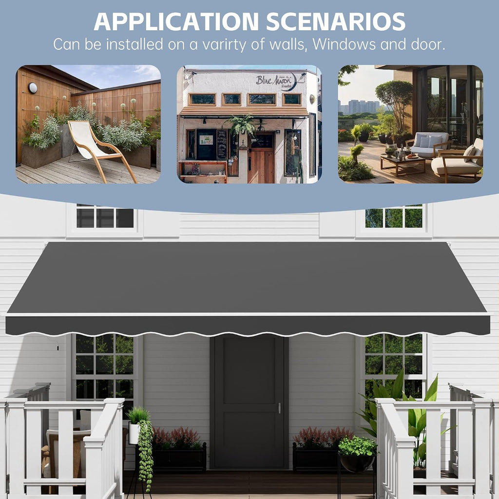 13' x 10' Retractable Awning Awning with Adjustable Tilt Angles, UV Protection Sun Shade with Rust-Resistant