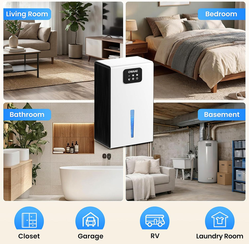 Dehumidifier, 1000 sq.ft Quiet Dehumidifiers for Home Bedroom Bathroom Basement with 95oz Water Tank, Sleep Mode