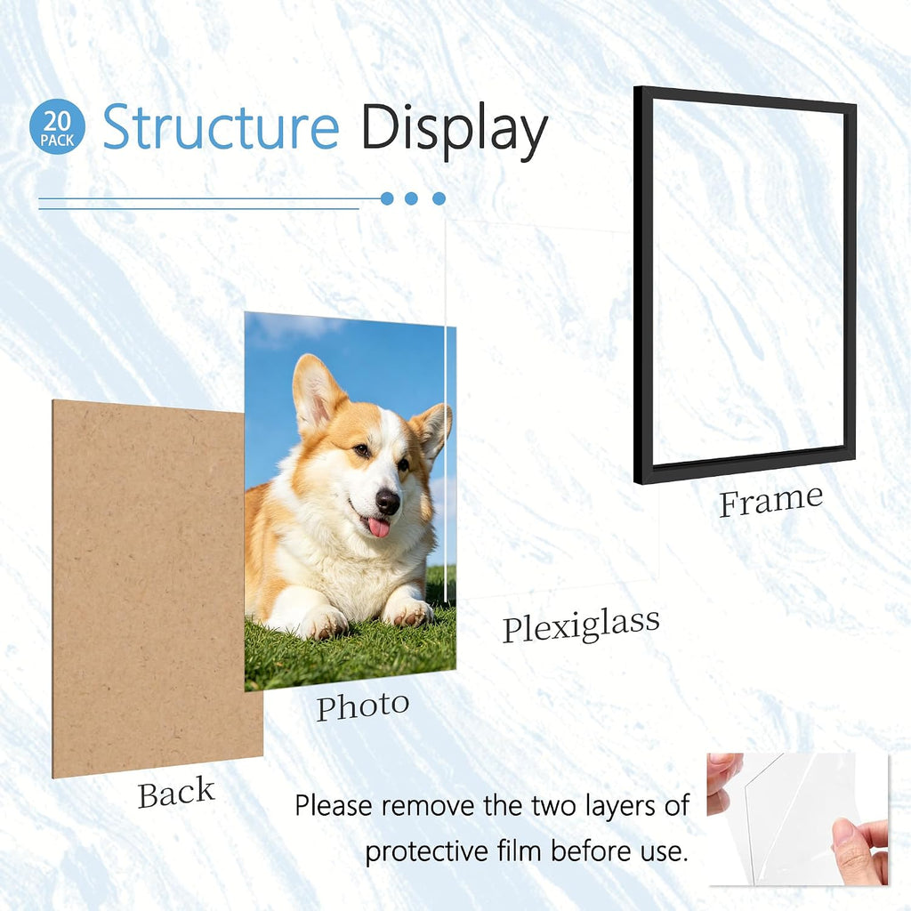 20 Pack Mixed Size Gallery Collage Frame Black - Set of 20