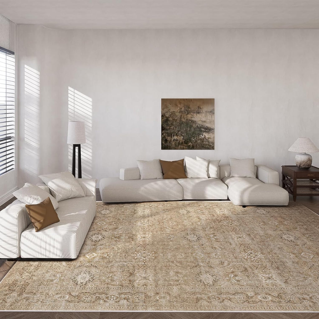 9x12 Area Rug Living Room: Washable Bedroom Rug Non Slip Boho Large Carpet