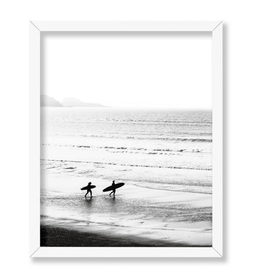 Vintage Travel Poster - Retro Sport Print - Gift for Athlete, Friend - Surfers On Seashore, Ocean, Waves, Beach