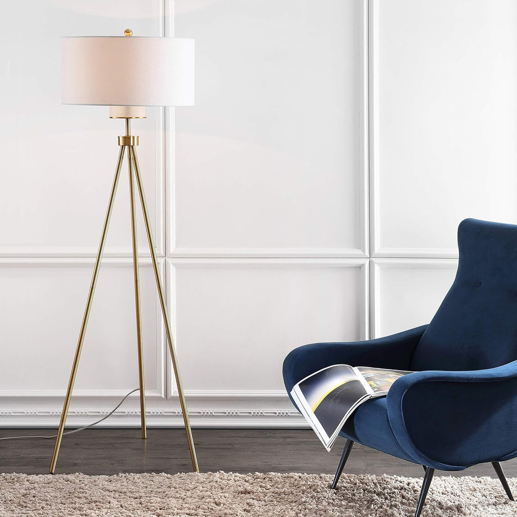 Enrica Brass Gold Tripod Leg 66-Inch Floor Lamp, Contemporary Sculptural Design (FLL4008A)