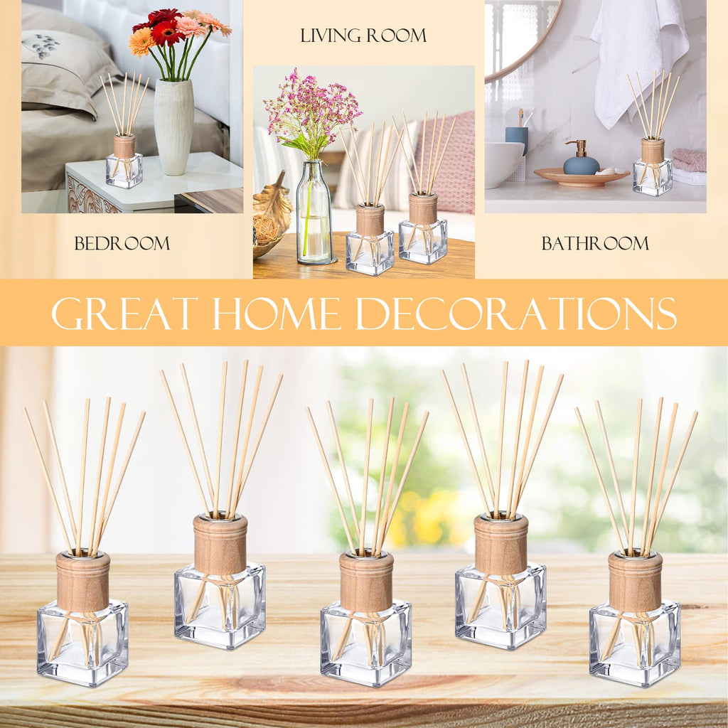 40 Set Reed Diffuser Bottles 50ml Glass Wooden Caps Rattan Sticks