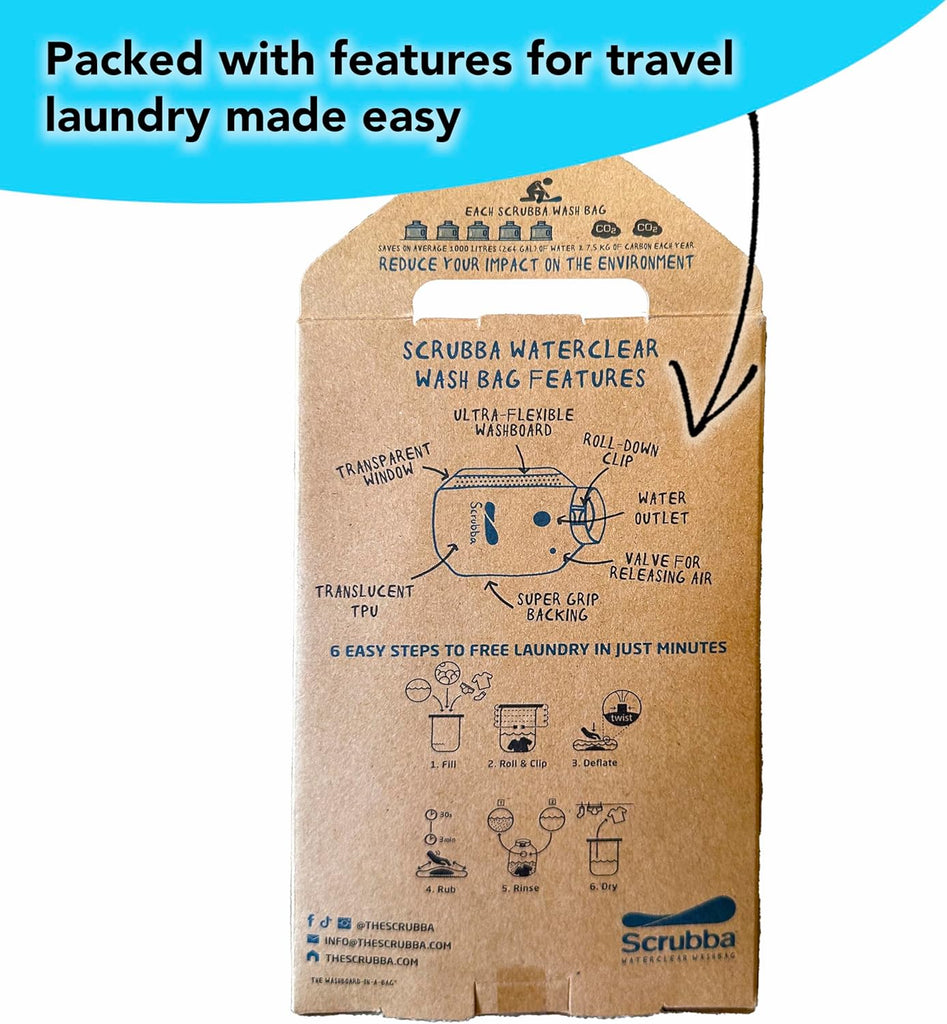 Waterclear Wash Bag Portable Washing Machine - New Water Inlet/Outlet for easy rinsing - Manual Portable Washer for