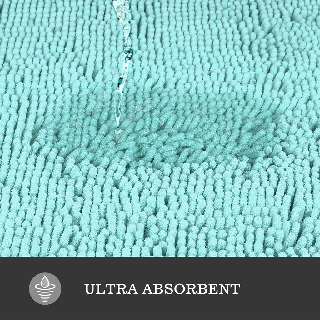 Aqua Bathroom Rug 30"x50",Thick Chenille Bath Mat,Absorbent and Washable Large Bath Rug Non-Slip, Extra Soft Rug