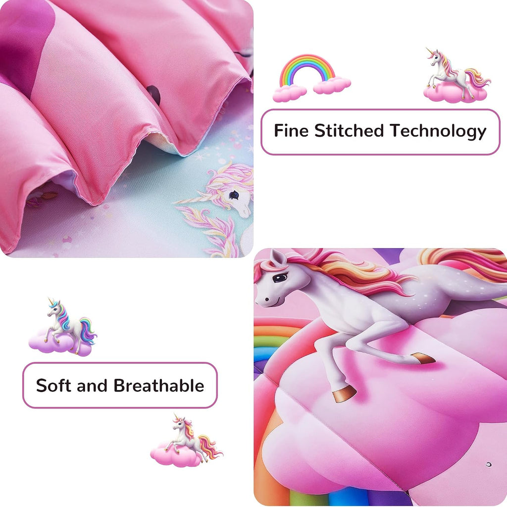 Kids Bedding Sets for Girls, Soft Comforter Set with Sheets, 7 Pieces Microfiber Bed in a Bag, White