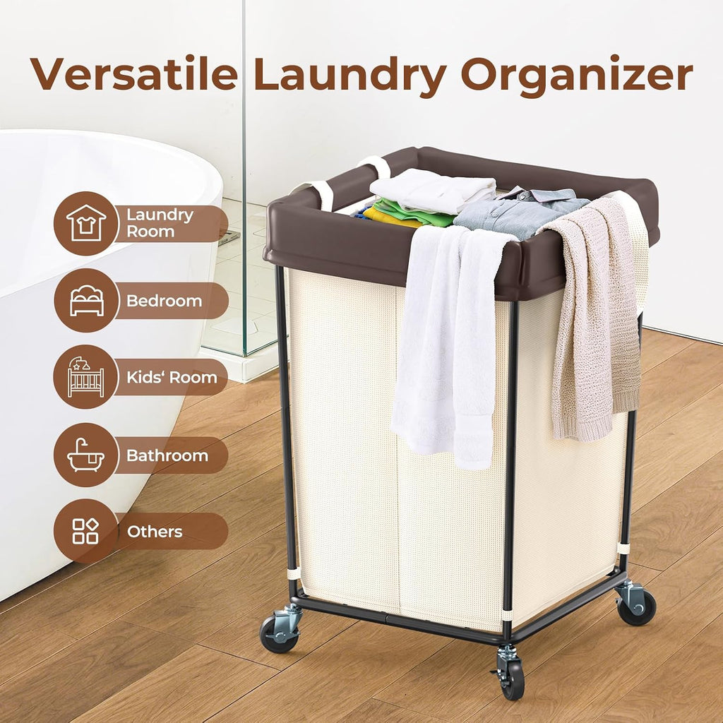 160L Rolling Laundry Basket with Wheels, Rolling Laundry Hamper with Wheels | Double Laundry Hampers Cart on Wheels