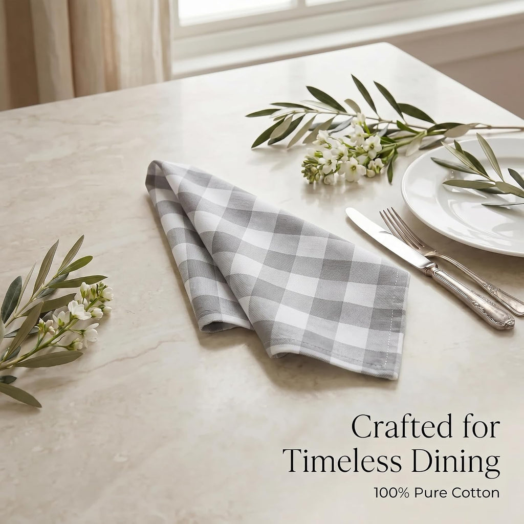 Cloth Napkins Cotton 20x20 (Set of 12) Grey