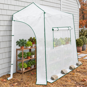 9x4 Easy Setup Pop Up Greenhouse, Lean-to Design, Clear/White