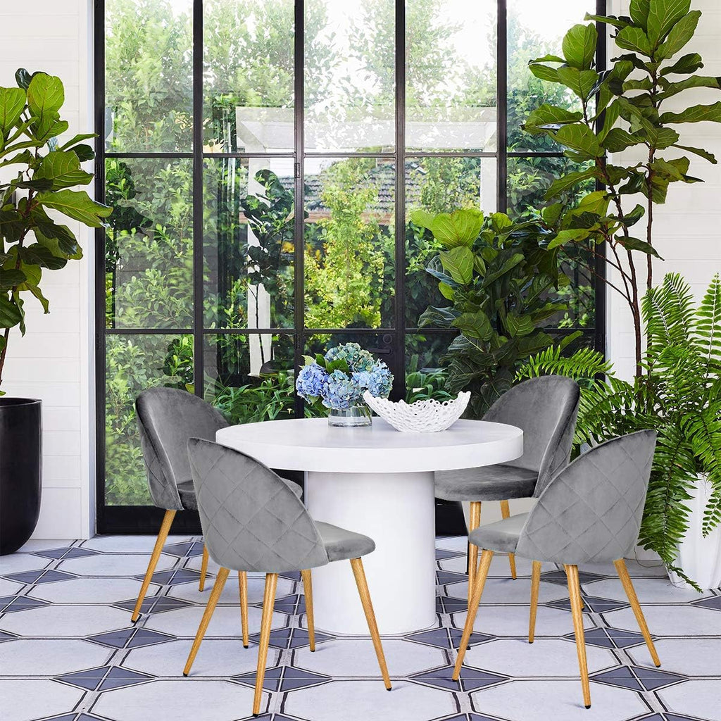 Upholstered Velvet Dining Chair Mid Back Armless with Wood Legs for Home Kitchen Bedroom Living Room