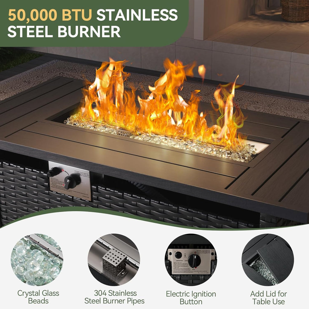 Outdoor Patio Furniture Set with 44'' Fire Pit Table