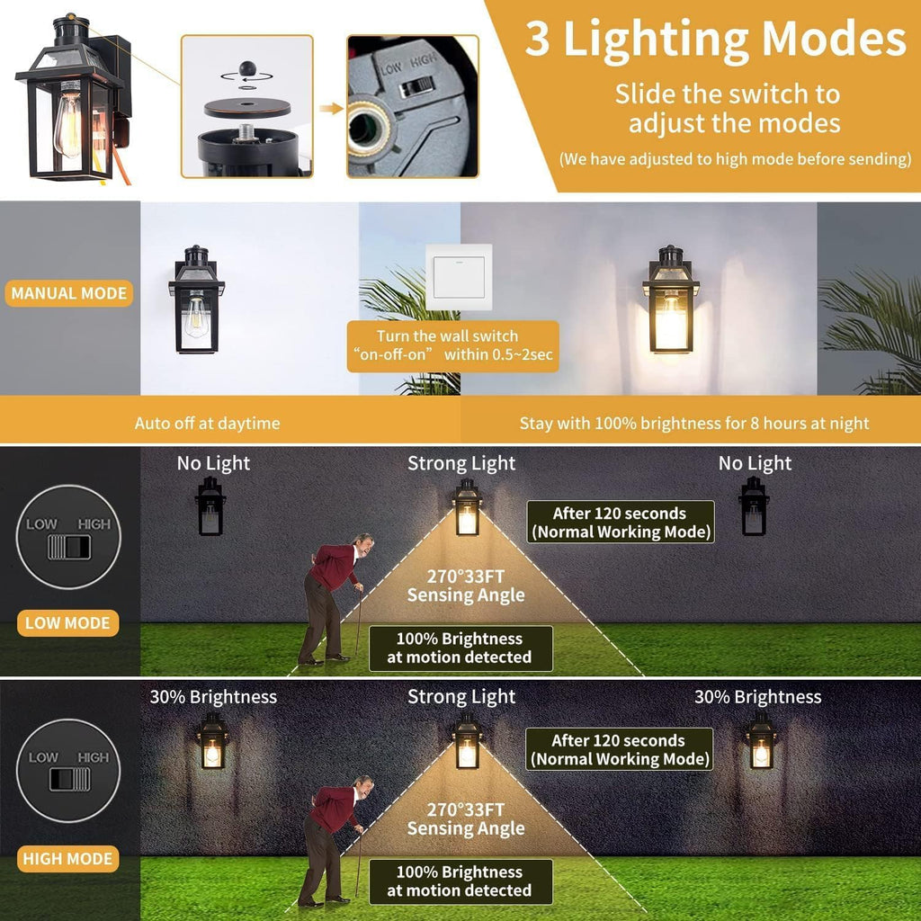 Porch Lights with GFCI Outlet, Dusk to Dawn Outdoor Lights with Outlet