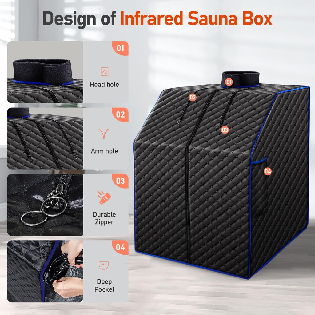 Infrared Sauna Box for Home, Portable Personal Dry Sauna for Relaxation, Detoxification, Carbon Crystal Heating