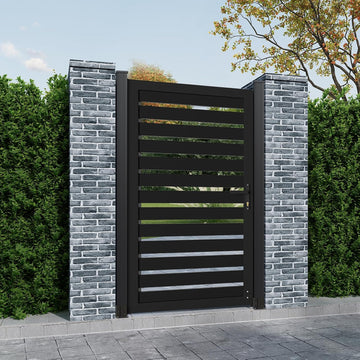 6ft x 3ft Aluminum Alloy Privacy Gate - Outdoor Metal Garden Gate with Lockable Knob, Semi-Open Security Gate, Design