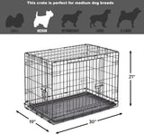 30-Inch New World Crate for Medium Breeds, 21-40 lbs, Double Door Folding Dog Crate, Leak-Proof Tray & Secure Latches
