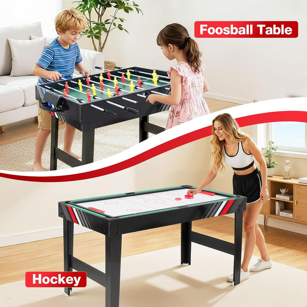 Multi Game Table 4-in-1 Combo Game Table-Foosball Table,Pool Billiards,Air Hockey & Table Tennis,Combination Table