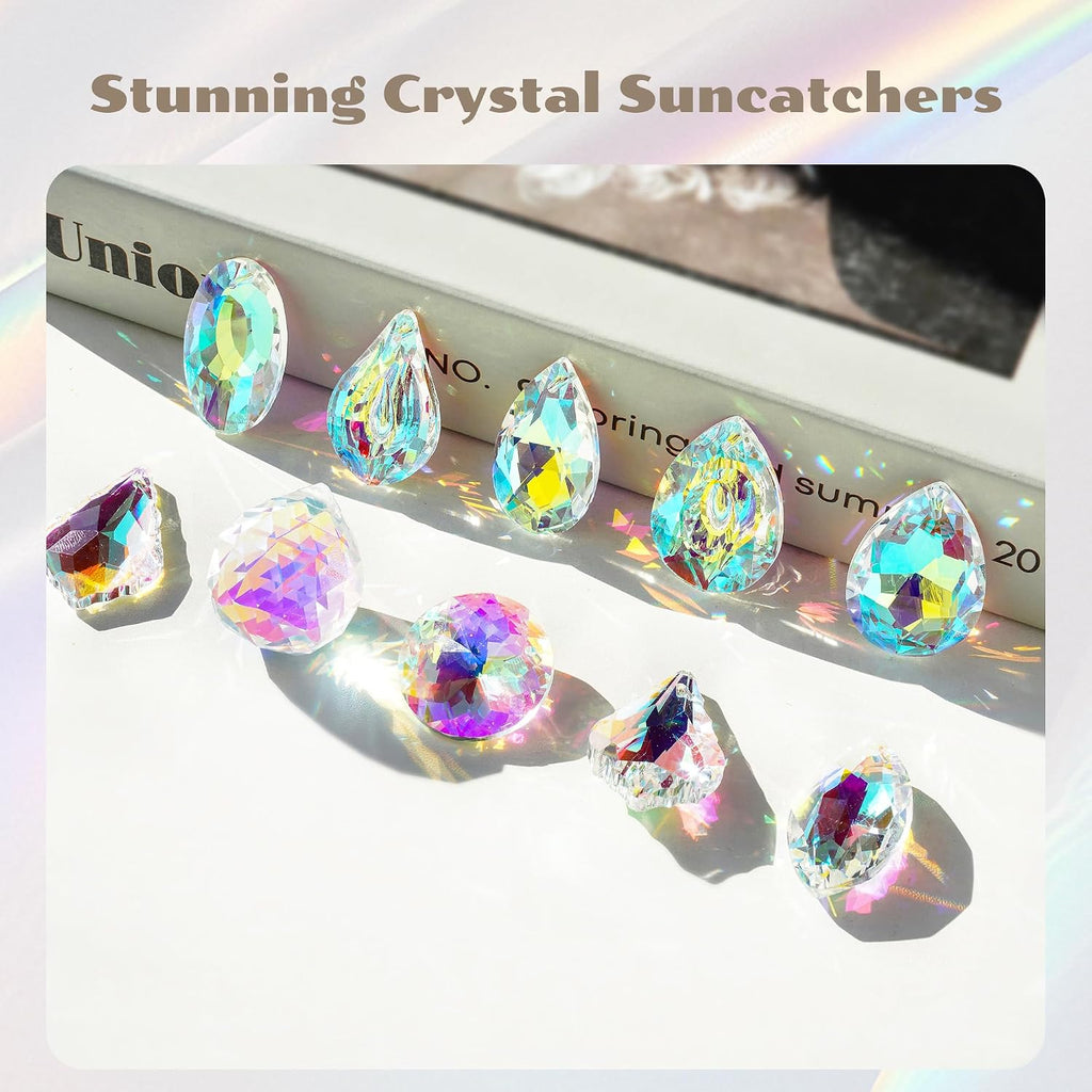 10 Pcs Colorful Crystal Suncatcher Prisms Chandelier Crystals Replacement - Crystal Suncatchers for Lamp Windows