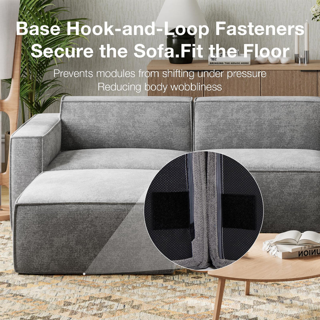 109" Modular Sectional Sofa, No Assembly Cloud Sectional Couch with Smarts Coil Support, Chenille Fabric L Shape