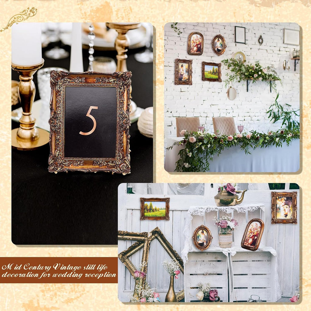 4 Pcs Vintage Picture Frames Set for Gallery Wall, Bronze Ornate Baroque Picture Frames, Antique Victorian Decorative