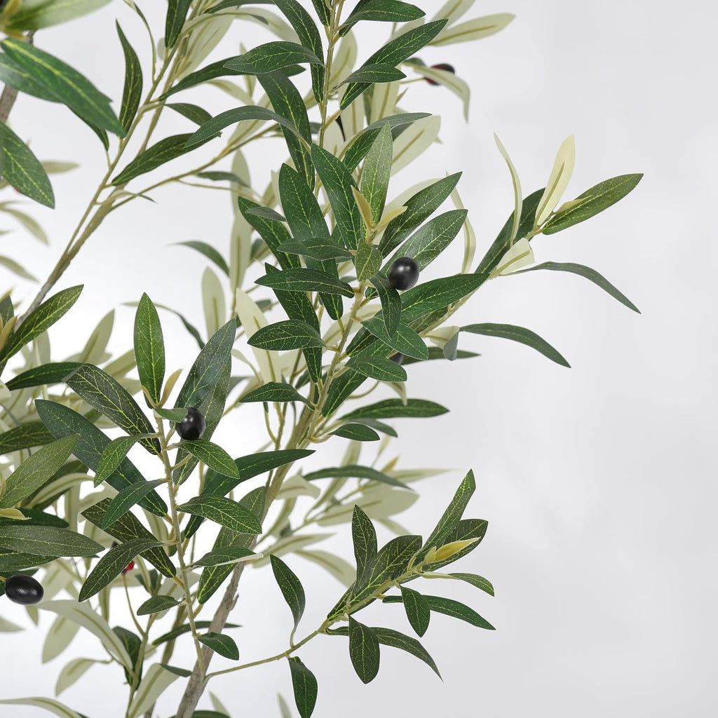 Olive Tree Tall Faux Potted Plant White Pot (8FT)