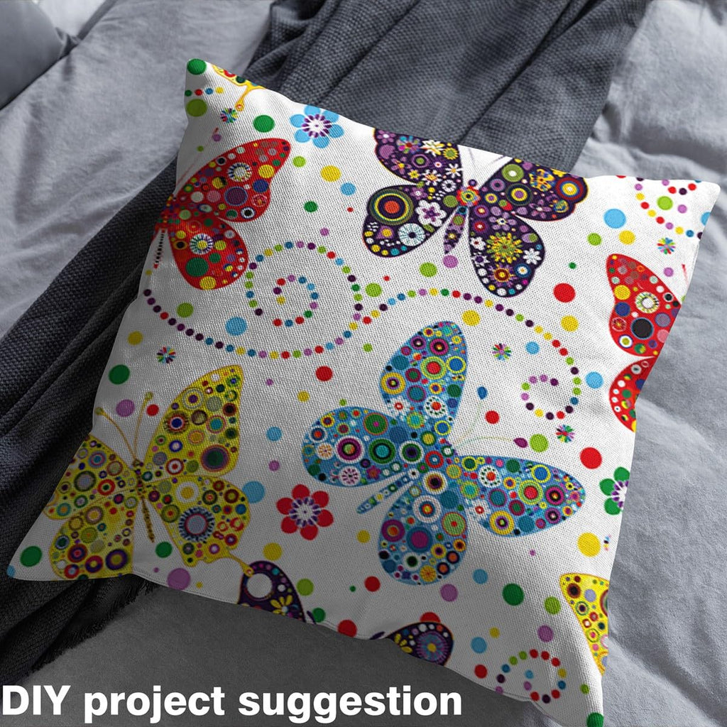 Boho Butterfly Fabric by The Yard Watercolor Geometric Circle Polka Dot Home DIY Fabric by The Yard Rainbow Color