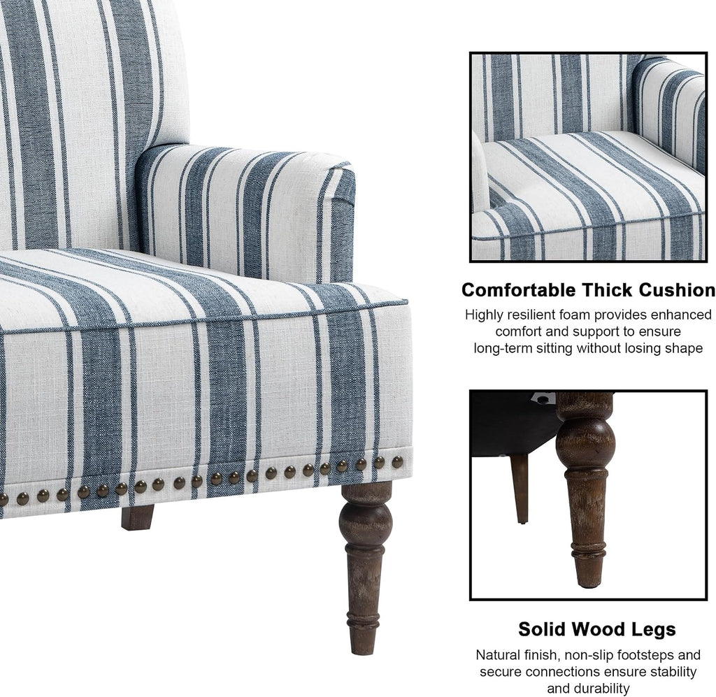 Accent Chair, Mid Century Modern Comfy Armchair , Linen Fabric Single Sofa Lounge for Reading Bedroom Apartment