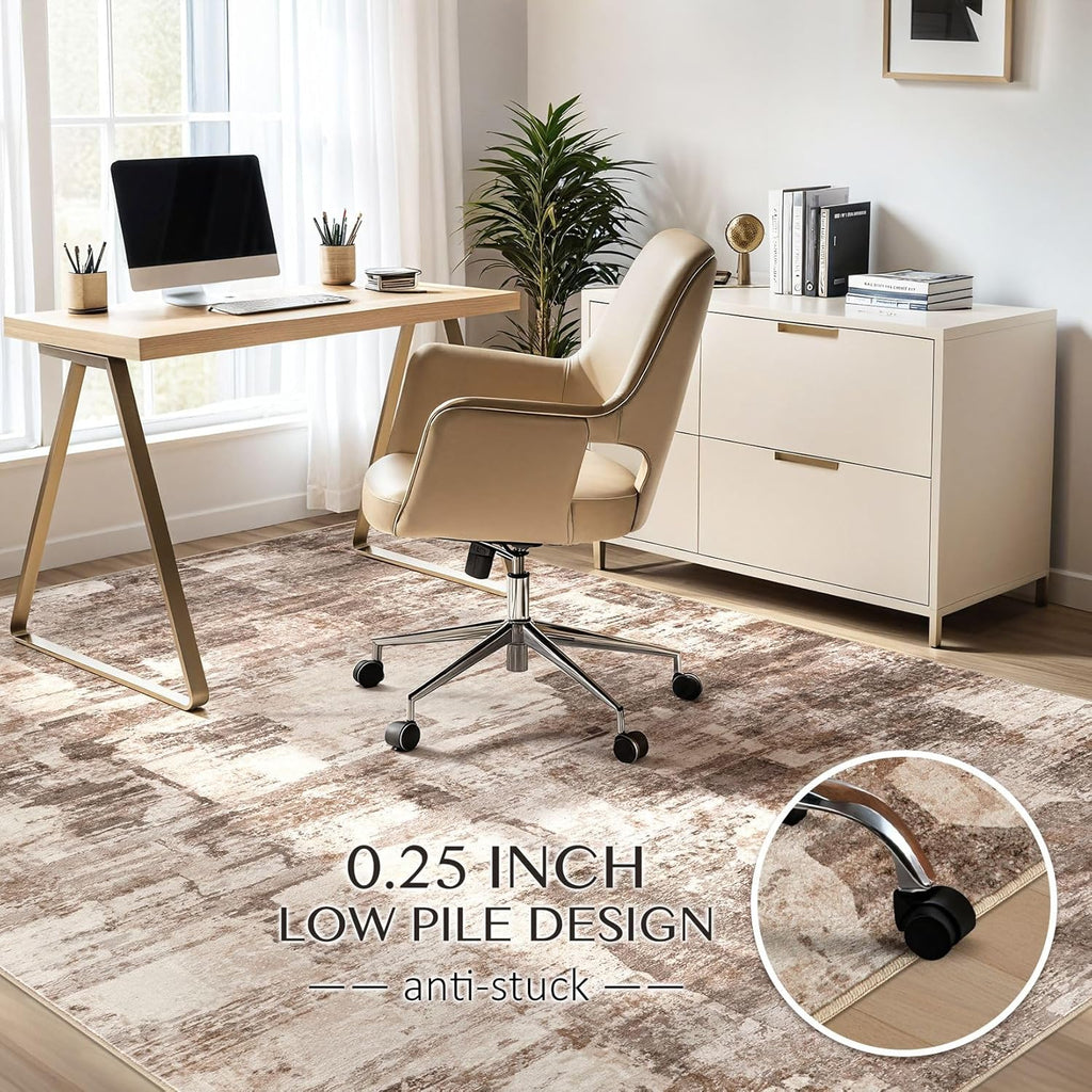 Washable Area Rug - Abstract Soft Non-Slip Modern Low-Pile Carpet