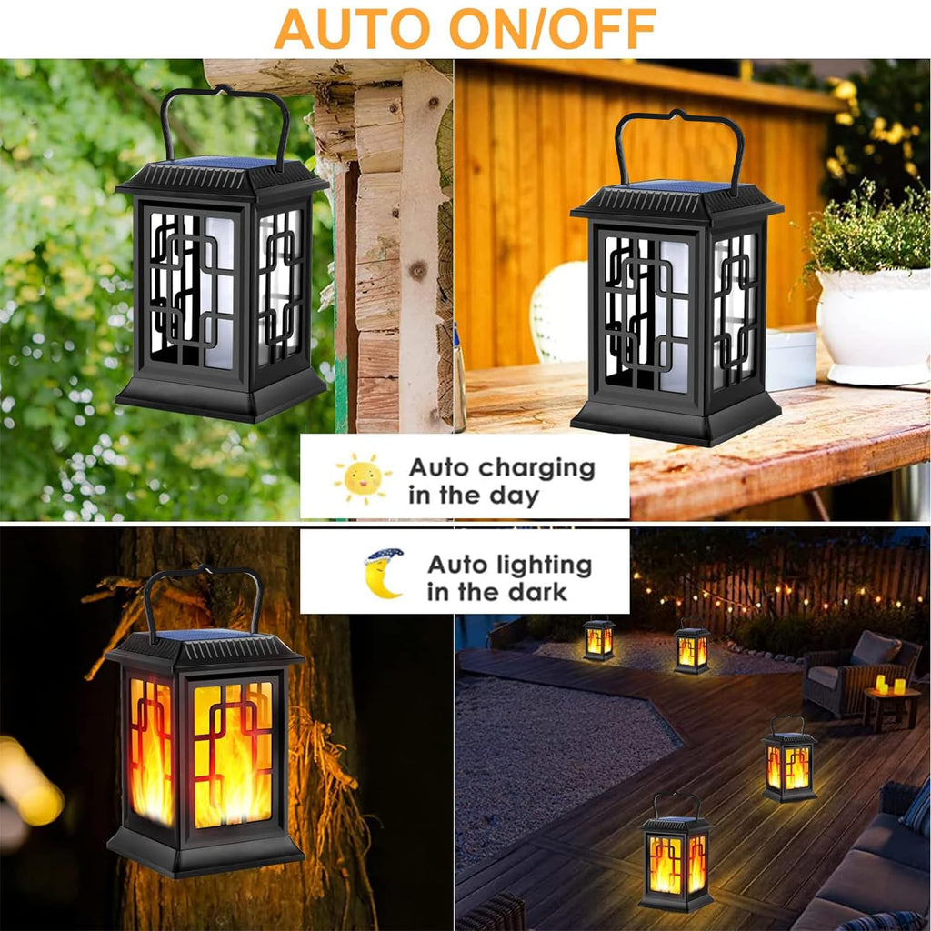 Solar Lantern Outdoor Flickering Flame Hanging Solar Lights