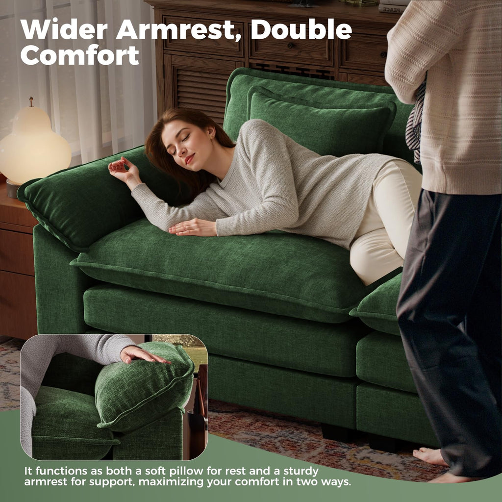 117" Oversized V-Shaped Modular Sectional Cloud Couch with Corner, Comfy 7-Seat Sofa w/ 2 Ottomans, Chenille Deep