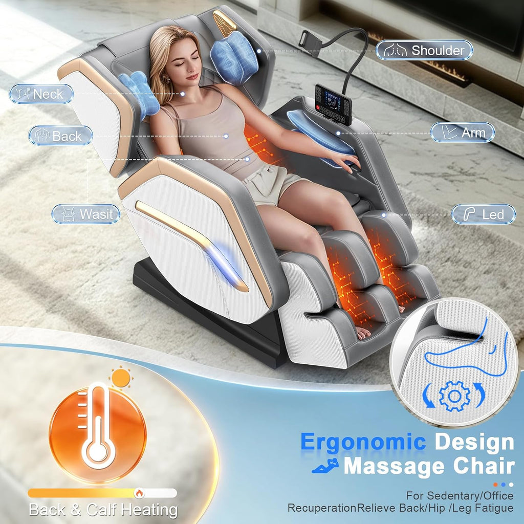 Massage Chair Full Body 14 Fixed Roller Zero Gravity 5 Auto Modes | Zero Gravity Massage Chair with 8 Airbags, Foot
