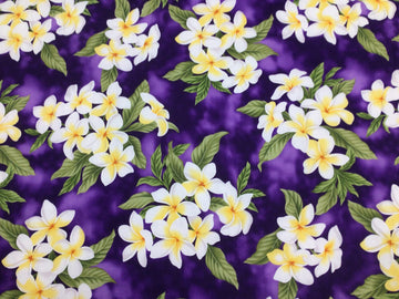 Purple Plumeria Hawaiian Print Fabric Sold by The Yard