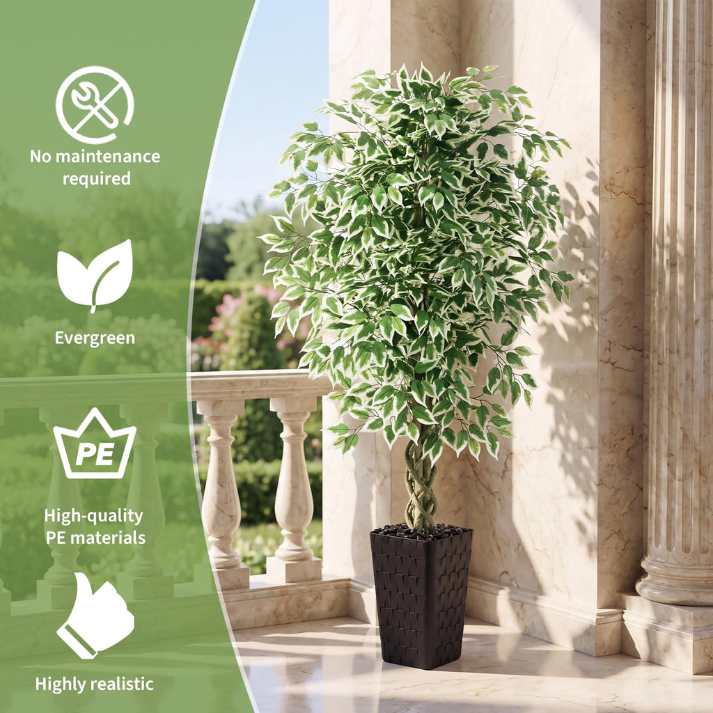 Ficus Tree Artificial, 5FT Realistic Large Faux Trees Indoor