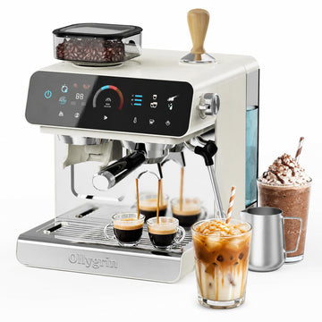 Semi-Automatic Espresso Machine with Grinder, Espresso Machine with 35 Grind Levels, Espresso Maker with Removable
