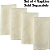 Ivory Fancy Leaves Damask Fabric Holiday Tablecloth, 52 x 70 Inch Rectangle, Elegant Swirling Leaf P