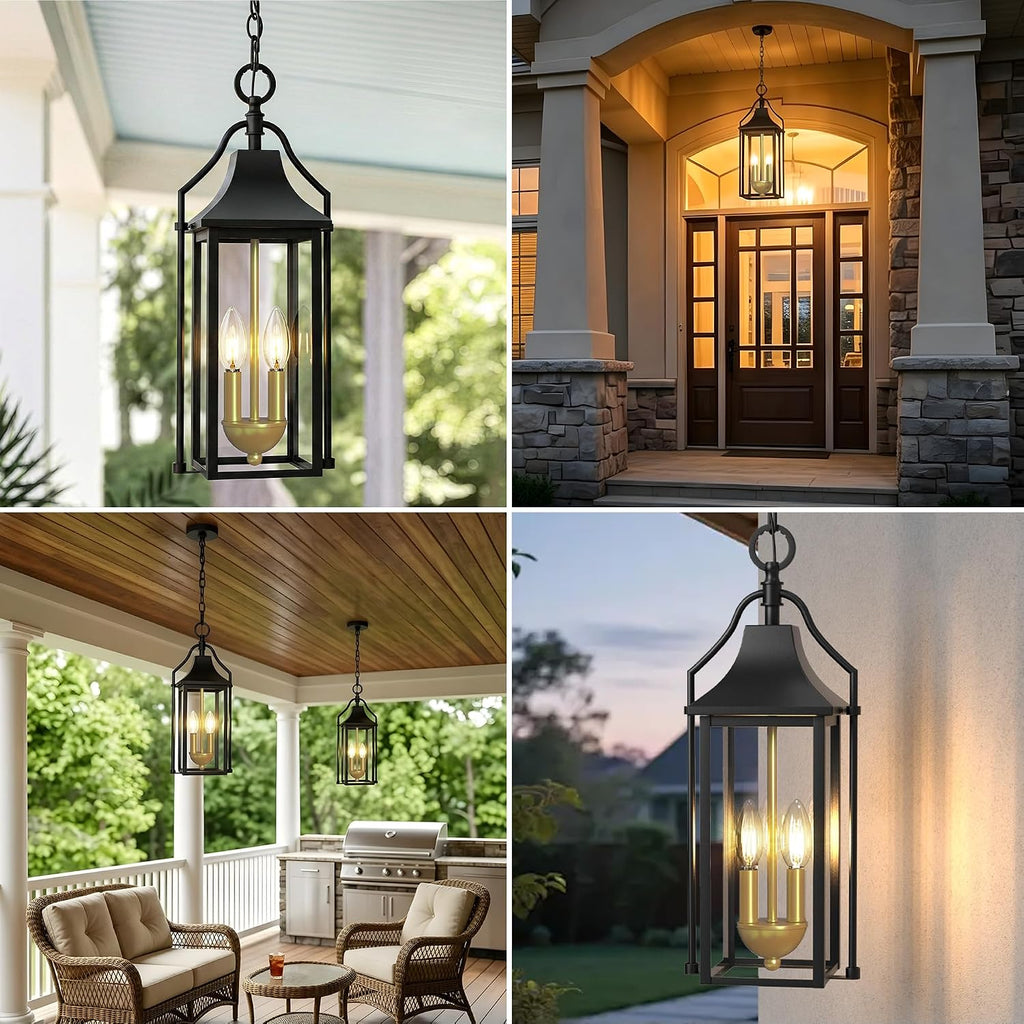 Large Outdoor Hanging Lights, 20" Modern Outdoor Chandelier Exterior Pendant Lighting