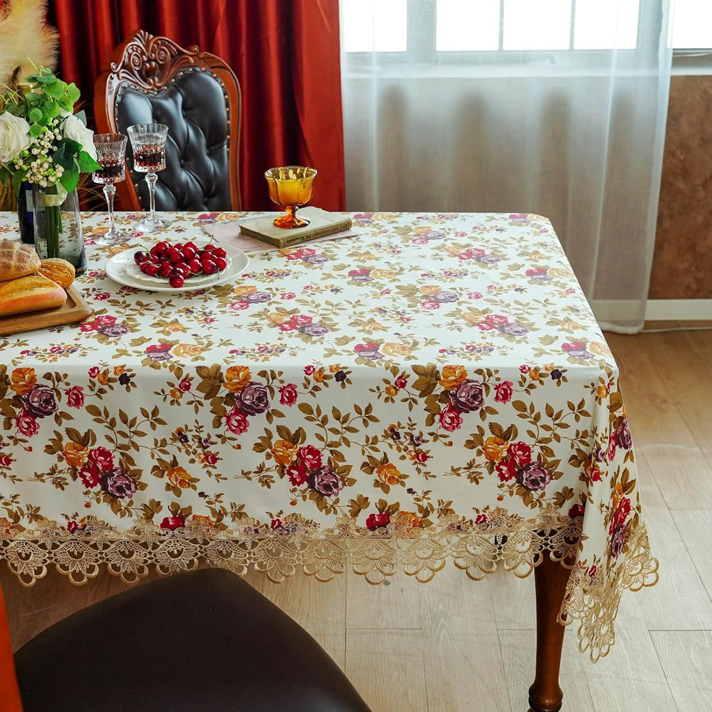 Lace Tablecloth Embroidery Lace Floral Tablecloths Rectangular Vintage Jacquard Fabric Table Cover D