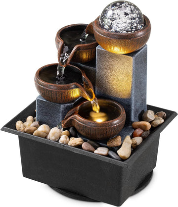 Tabletop Fountain 4 Level Tabletop Waterfall Indoor Meditation Fountain Office Home Relax Desktop Waterfall Includes