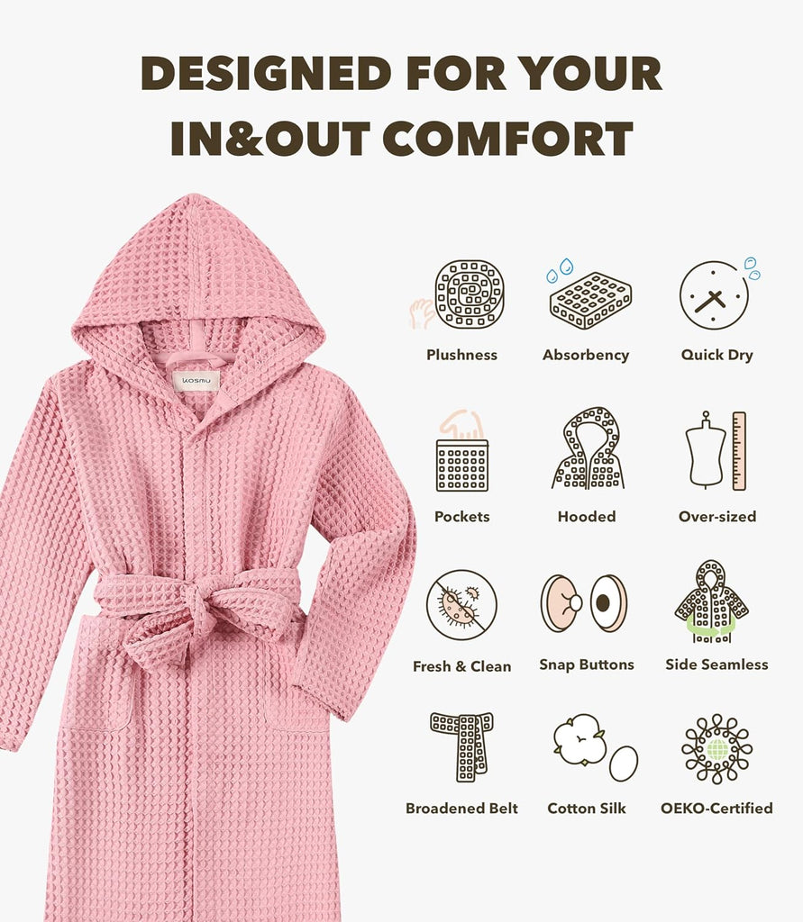 Luxury Organic Japanese Cotton Hotel & Spa Waffle Bathrobe for Men and Women (Hooded/Kimono)