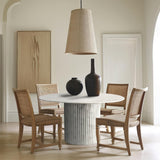 248White-DT48 Genoa Collection Art Deco Dining Table with Handcrafted Genuine Marble, White Marble with Light Grey