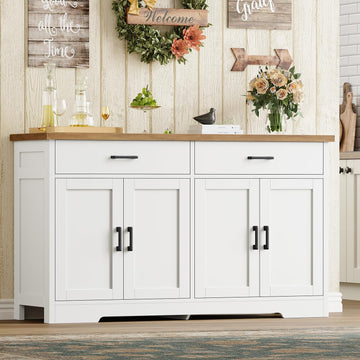 47" Buffet Cabinet with Storage and 2 Drawers, Large Sideboard Cabinet with 2 Adjustable Shelves and 4 Doors, Modern