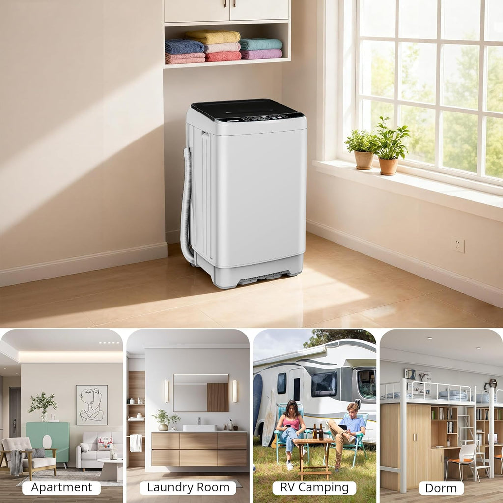 Portable Washing Machine 17.7lbs Full Automatic Portable Washer Machine for Apartment, 10 Wash Program Tub