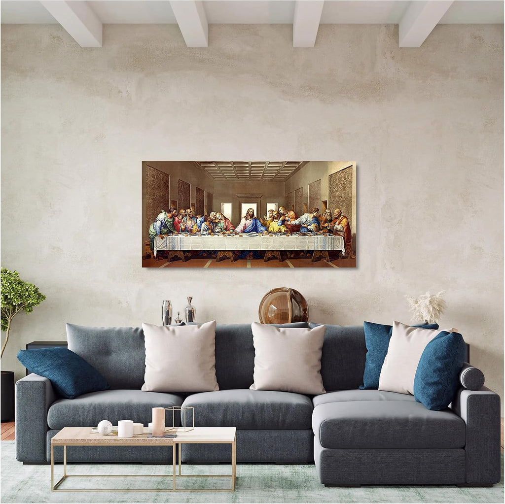 The Last Supper 45x24x1.5 inches by Leonardo Da Vinci The World Classic Art Reproductions, Giclee Canvas Prints Wall