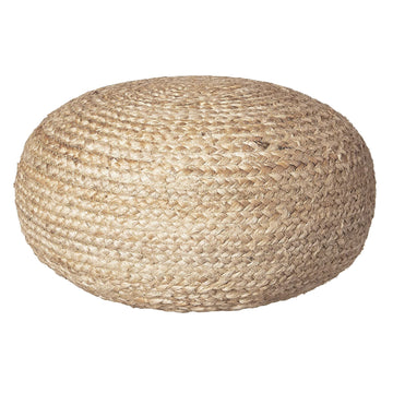 Round Pouf Ottoman Footrest, Natural Jute Woven, Boho Pouf, Bohemian Style Casual Seating Decor 19"x 19"x 10.5"