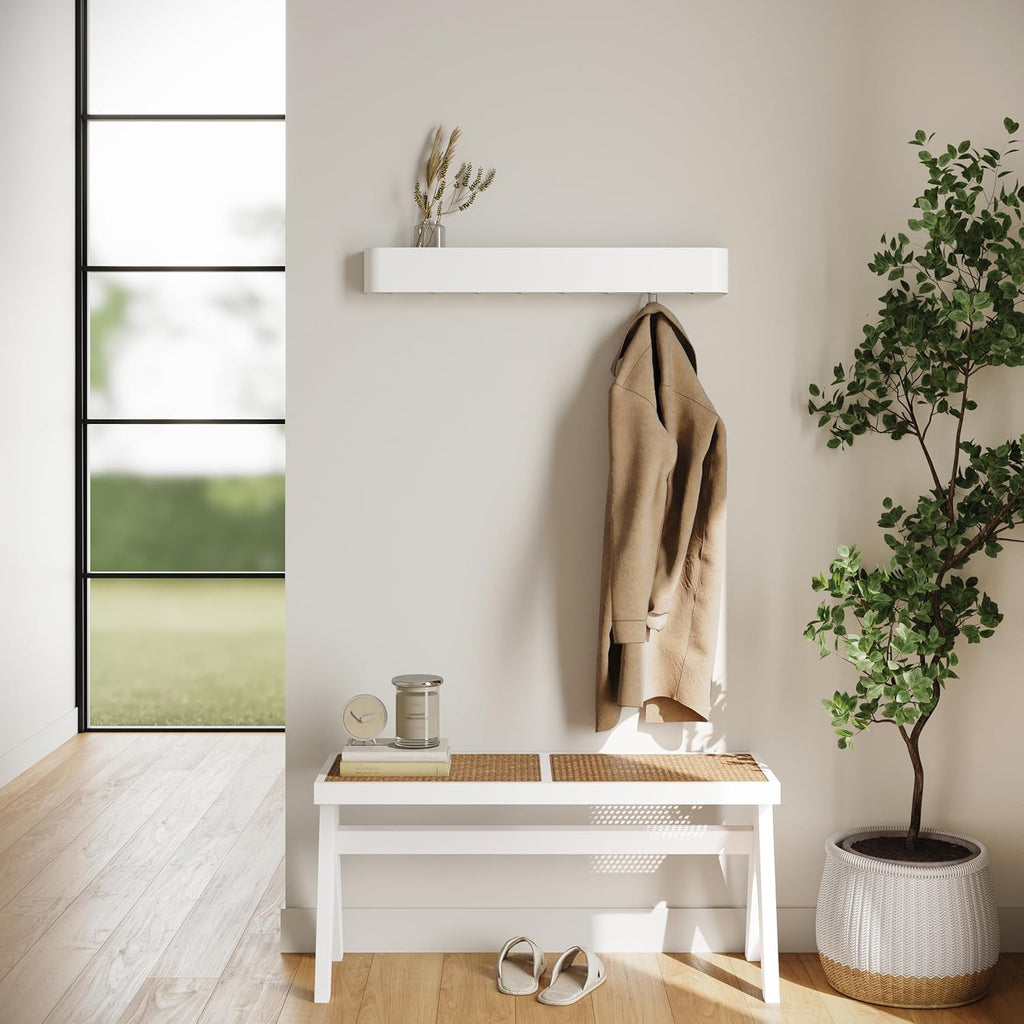 Wall-Mounted Coat Rack 'Toke' - Modern Design Coat Rack with Hidden Wall Hooks - Solid Wood Veneer Panel Coat Hanger