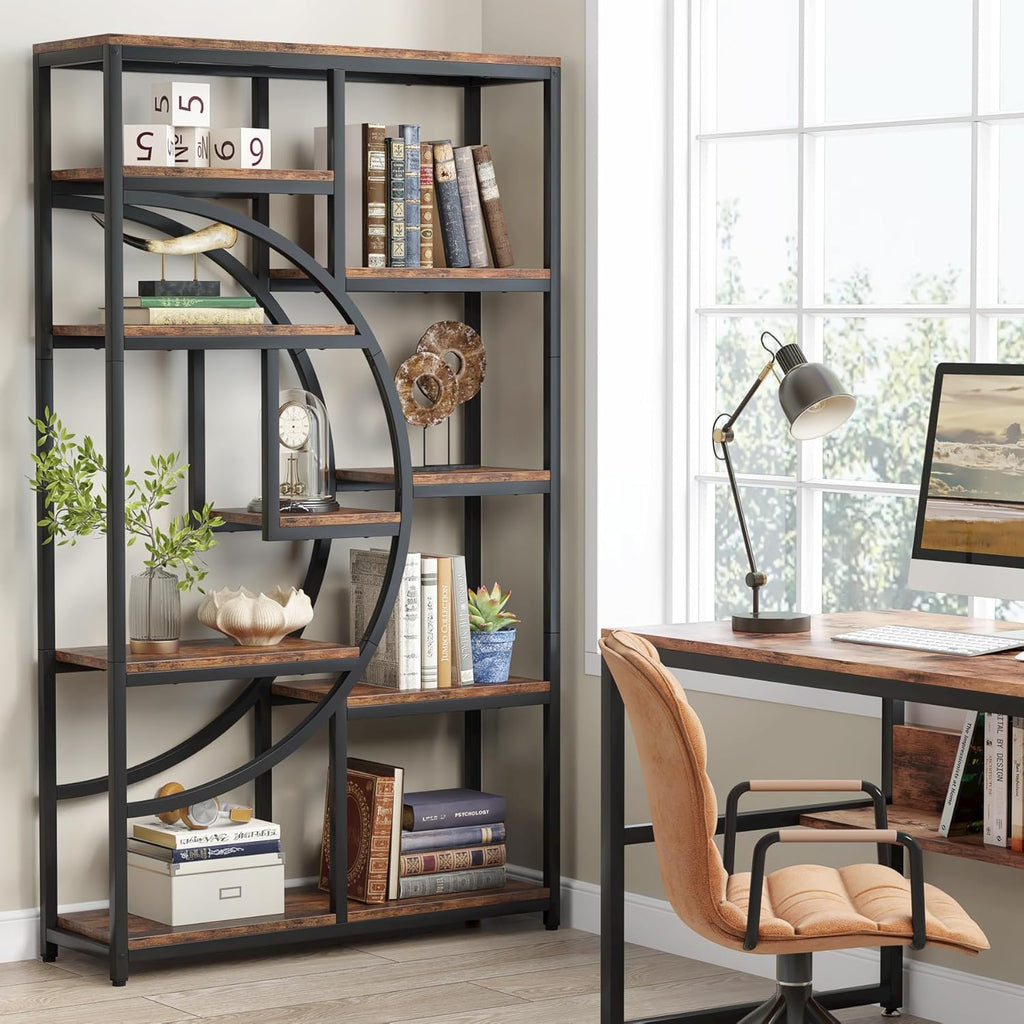 Bookshelf, Industrial 5 Tier Etagere Bookcase