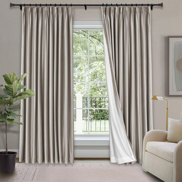Blackout Curtains Pinch Pleated Drapes Velvet Drapes for French Door Thermal Insulated Curtain for Living Room
