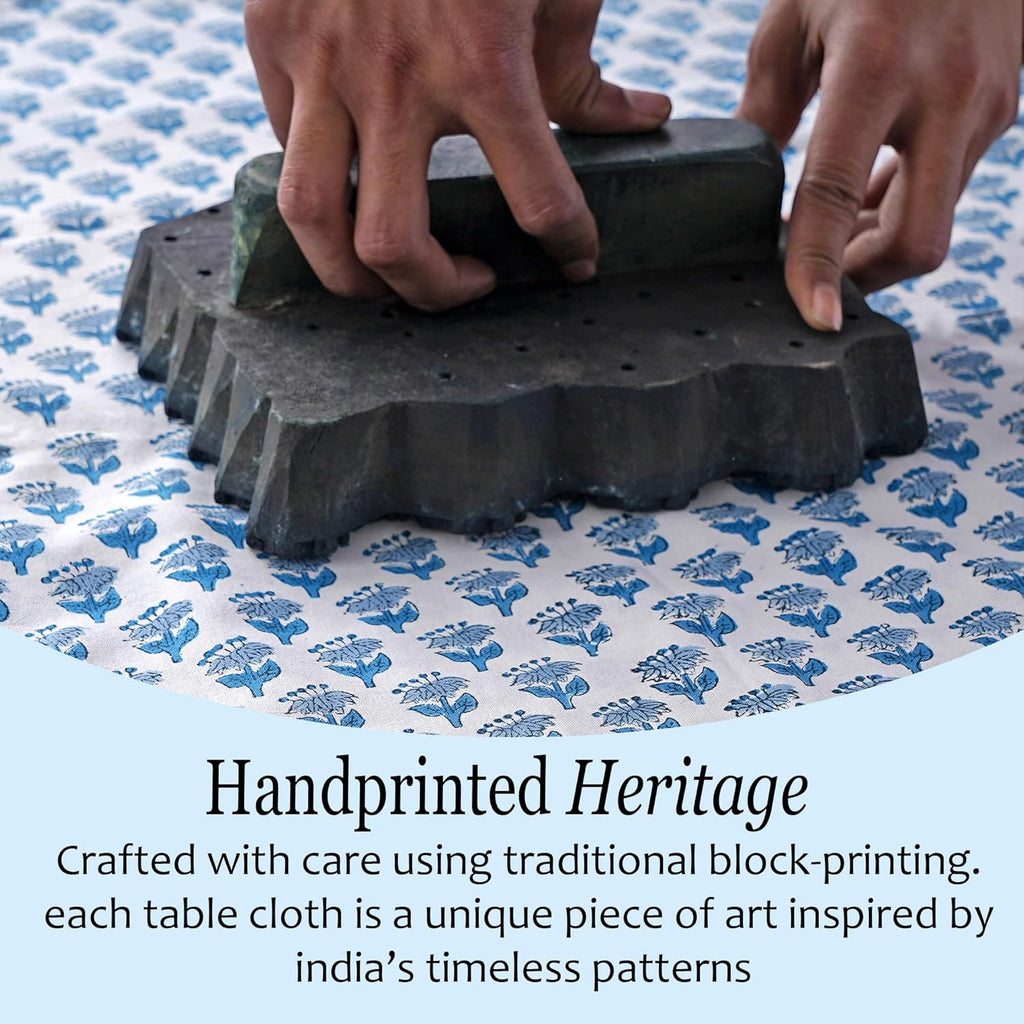 Tablecloth 100% Cotton 60x60 Inch Indian Block Print Square Table Cover, Table Cloth for Wedding