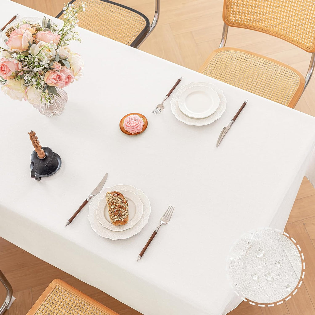 Textured Table Cloth for Rectangle Tables 60×90 Inch Waterproof Linen Tablecloth Spill Proof and Wri